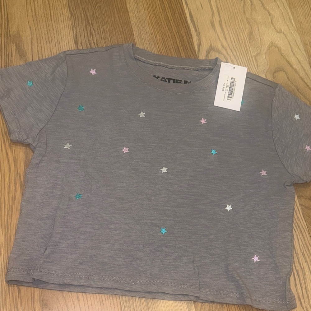 Katie J NYC Embroidered Fearless Tee NWT